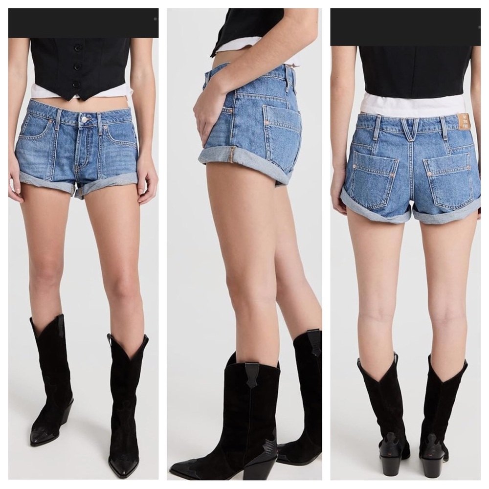 Free People ~ We The Free ~ Beginners Luck Slouch Shorts Button Fly Denim 29